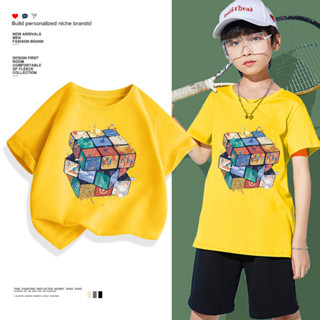 H451  (ส่งจากไทย)เสื้อยืดเด็กแขนสั่ง ลายแฟชั่นสวยน่ารัก.ใส่ไ…