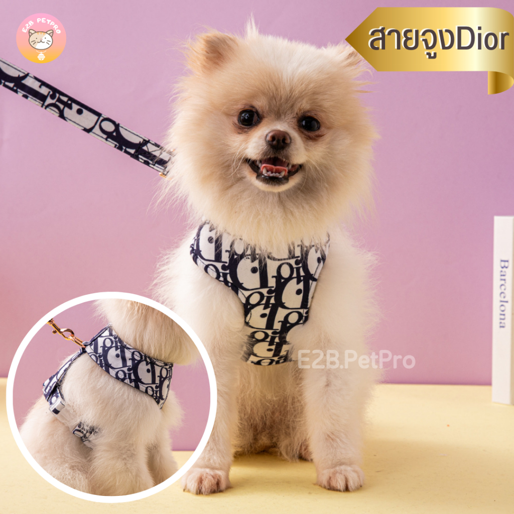 ใหม่ สายจูงDior สายจูงสุนัข สายจูงพร้อมเสื้อกั๊กรัดอก A024