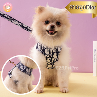 ใหม่ สายจูงDior สายจูงสุนัข สายจูงแมว สายจูงพร้อมเสื้อกั๊กรัดอก A024