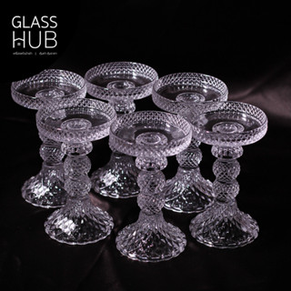 GLASS HUB( LYNX)  Candle Stand 14737-2 - ชิงเทียนแก้ว เชิงเทียนคริสตัล ลายหนามขนุน(เซต 2ใบ)