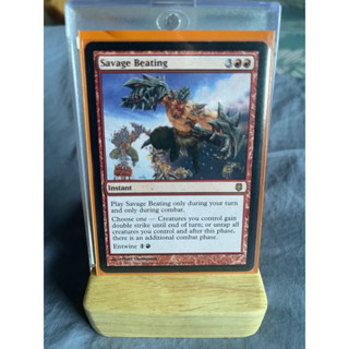 การ์ด MTG Savage Beating Red Magic the gathering EDH รุ่น Darksteel สภาพ Ex-Vg