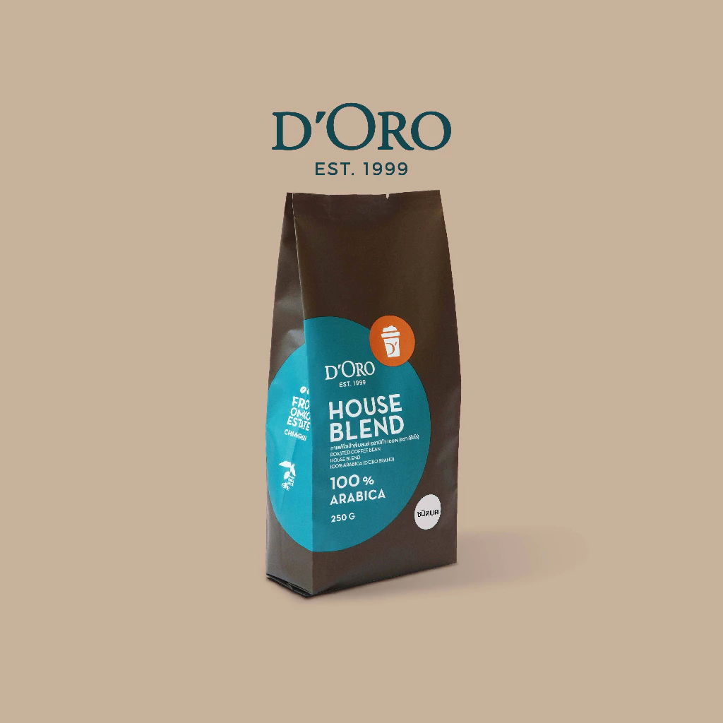 D'Oro House Blend Coffee เมล็ดกาแฟเฮาส์เบลนดิโอโร่