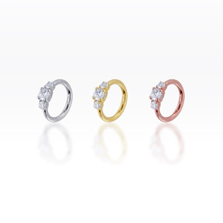 PiercingRoomByJay Three Stone Clicker Hoop เงินแท้