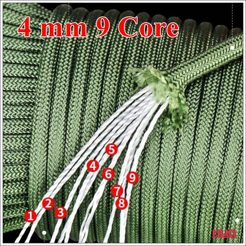 เชือก พาราคอร์ด 4 mm 9 แกน Paracord 550 เชือกร่ม เชือกพาราคอร์ด 4 มม พาราคอต พาราคอด พาราควอต เชือกไนล่อน เชือกเต็นท์