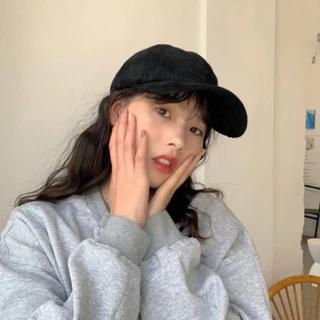 [W0063] หมวกแก๊ป กำมะหยี่ลูกฟูก ทรงเบสบอล ปรับสายได้ สีพื้น มินิมอล cap Ins หมวกแฟชั่น
