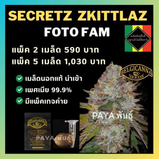 เมล็ดกัญชานอก นำเข้า งานค่าย แท้ 💯 มีแพ็คเกจ เมล็ดพันธ์ุกัญชาสายพันธุ์ Secretz zkittlez (ค่ายBelgicanna)