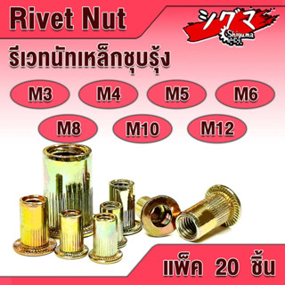 รีเวทนัท ชุบซิงค์รุ้ง หัวน็อตรีเวท M3 M4 M5 M6 M8 M10 M12 Rivet Nut Yellow Zinc (แพ็ค20ชิ้น) จัดจำหน่ายโดย Shiguma