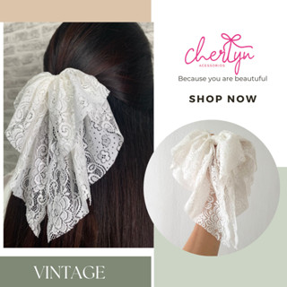 กิ๊บสปริง Cherlyn รุ่น Vintage โบเชอร์ลีนรุ่นวินเทจ โบว์ติดผม กิ๊บติดผม โบลูกไม้ กิ๊บลูกไม้เกรดพรีเมียม