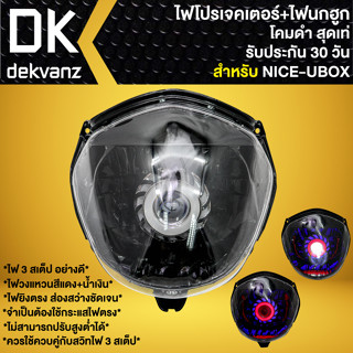 ไฟหน้าโปรเจคเตอร์ ไฟหน้าแต่ง พร้อมไฟนกฮูก **โคมดำ** สำหรับ NICE-U-BOX,ไนท์ยูบ็อก มี 3 สเต็ป