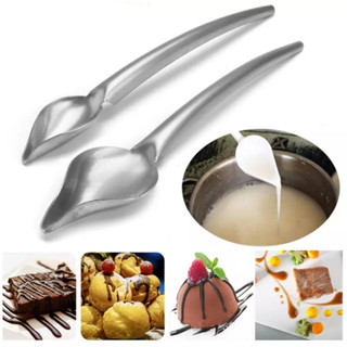 ช้อนหยอดช็อคโกแลต ช้อนปาดซอส ช้อนตกแต่งหน้าขนมและจานอาหาร (Deco spoon) สแตนเลส