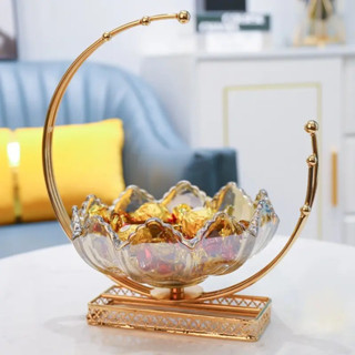 ชามผลไม้แก้วหรูหรา Light luxury glass fruit bowl ชามใส่ผลไม้แก้วสีทองสำหรับใช้ในบ้าน,ชามแก้วใสสุดสร้างสรรค์