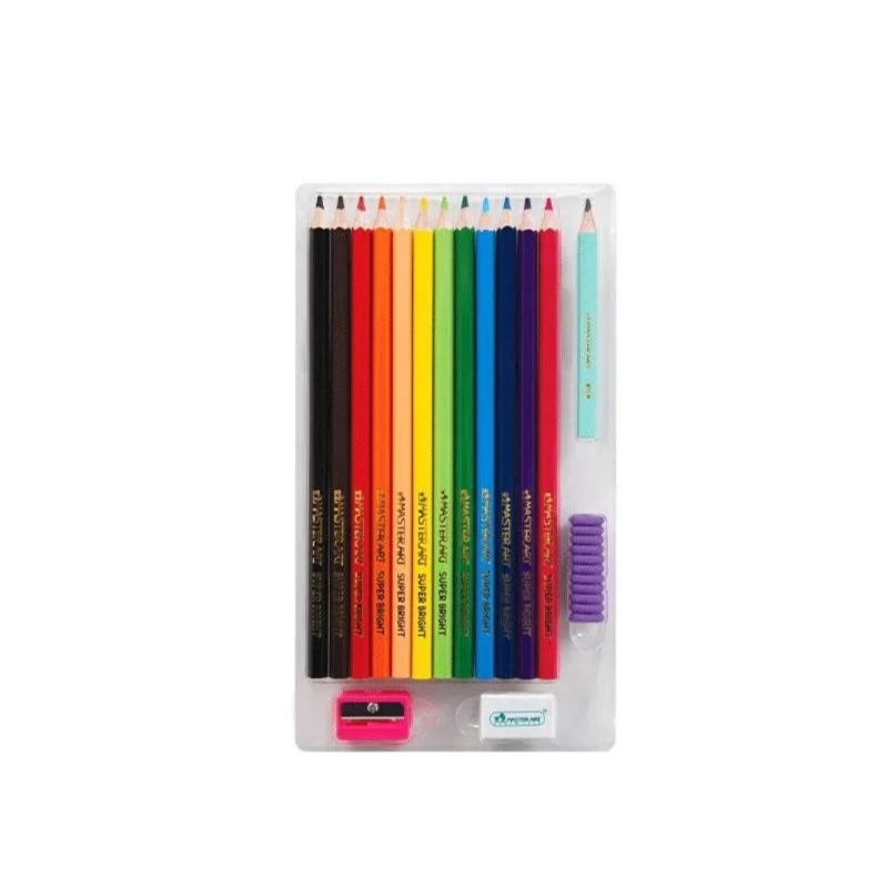 สีไม้ยาว 12 สี 24 สี Super Bright มาสเตอร์อาร์ต แถมฟรี 4 ชิ้น