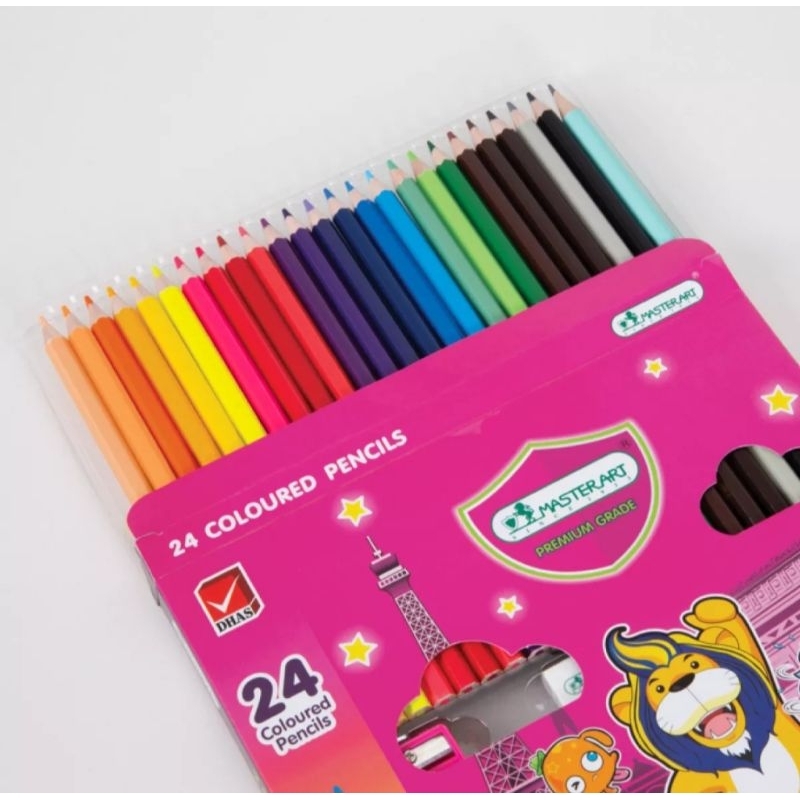 สีไม้ยาว 12 สี 24 สี Super Bright มาสเตอร์อาร์ต แถมฟรี 4 ชิ้น