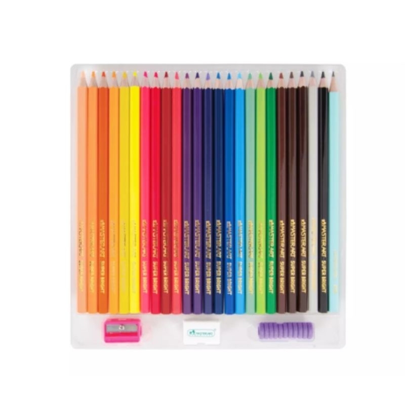 สีไม้ยาว 12 สี 24 สี Super Bright มาสเตอร์อาร์ต แถมฟรี 4 ชิ้น