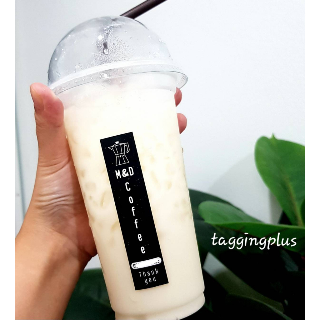 สติกเกอร์ติดแก้วกาแฟทรงสูง 2×9 cm. 30 ดวง ☕️ coffee sticker, สติกเกอร์กระดาษมันเงา หมึกกันน้ำ ราคา ถูกที่สุด ดีลบีเคเค แกลเลอรีภาพที่ 3