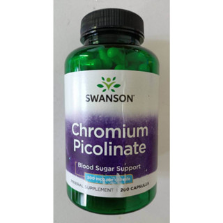 (ราคาพิเศษ ฉลากมีรอยถลอกจากการขนส่ง) Swanson Chromium Picolinate 200 mcg 200 แคปซูล โครเมียม