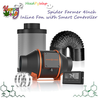 [ส่งฟรี] พัดลมดูดอากาศ Spider Farmer® 4 Inch 205CFM Inline Fan with Smart Controller, Carbon Filter &amp; Ducting Combo