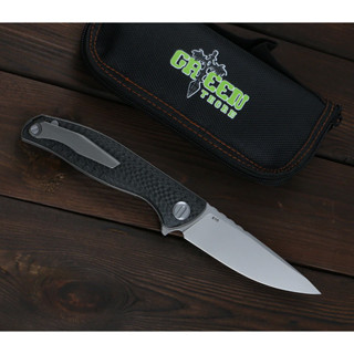 มีดพับ มีดพก Folding pocket knife Green Thorn F3NS เหล็ก K110 ด้าม Carbon Fiber+TC4, Liner lock, Ball bearings พร้อมเคส