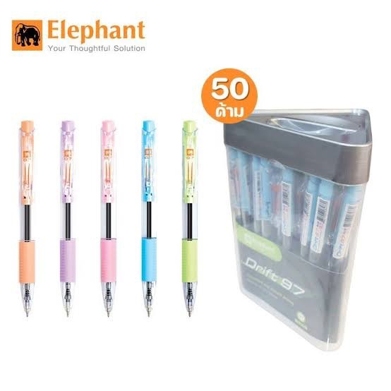(USP)💢พร้อมส่ง💢 แท้💯 EIephant BALL PEN DRIFT 97 ปากกาลูกลื่นดริฟท์ 0.7mm ด้ามคละสี ลูกลื่น ตราช้าง (50ด้าม) ปากกา