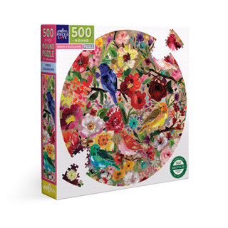 eeBoo Birds &amp; Blossoms 500 Round Puzzle จิ๊กซอว์รูปนกและดอกไม้ แบบ 500 ชิ้น ต่อเป็นรูปวงกลม