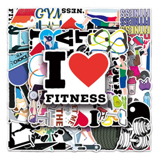 Waterproof Sticker‪(⸝⸝› з ‹⸝⸝)‬   Fitness ฟิตเนส  สติกเกอร์ไดคัท  กันน้ำ  50 PCS   ติดรถ เคส โน๊ตบุ๊ค กระเป๋า กีตาร์