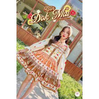 Glin Dok Mai Vintage Dress รอบนี้มาแบบแขนยาวใส่สบาย ปกสามารถถอดได้ โทนสีต้อนรับซัมเมอร์ลายวินเทจ สวยต้อนรับซัมเมอร์มาก