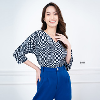 AMILA Blouse AM-B947 ยืดแฟนซี แขนยาว IGPU22-9