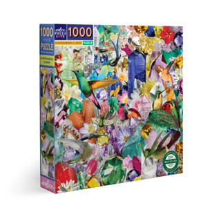 eeBoo Hummingbirds and Gems 1000 Pc Square Puzzle จิ๊กซอว์รูปนกฮัมมิ่งเบิร์ดและอัญมณี แบบ 1000 ชิ้น