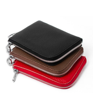 งานหนังแท้ 18สี กระเป๋าสตางค์หนังซิปรอบใบ พร้อมห่วงกุญแจ W03…