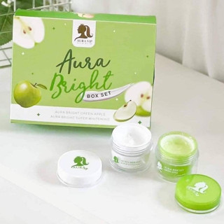 ครีมหน้าใส Aura Bright Green Apple cream ครีมออร่าไบร์ท แบรนด์ออร่าวีไอพี ครีมแอปเปิ้ลเขียว ลดสิว ฝ้ากระ จุดด่างดำ