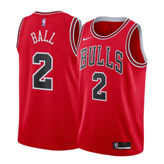 เสื้อบาสเกตบอล NBA พรีเมี่ยมดีที่สุด ทีม Chicago Bulls เฟล๊ก Lonzo Ball &amp; Swingman Jersey รับประกันคุณภาพ100%