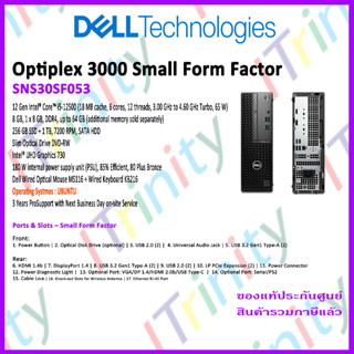 Dell PC OptiPlex 3000 Small Form Factor SNS30SF053 i5 เดลล์ คอมพิวเตอร์ตั้งโต๊ะ ออพติเพล็กซ์ รับประกัน 3 ปี On-Site