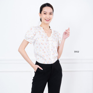 AMILA Blouse AM-B952 วินเทจ แขนสั้น IGPU22-9