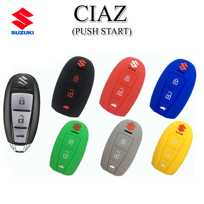 ปลอกกุญแจรีโมทรถยนต์ซูซูกิ Suzuk Ciaz รุ่น Smart key เคสซิลิโคนหุ้มรีโมทกันรอย ซองใส่รีโมทกันกระแทก สีดำ แดง ยางหนานุ่ม