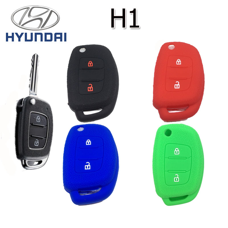 ปลอกกุญแจรีโมทรถยนต์ฮุนได Hyundai  H1 เคสซิลิโคนหุ้มรีโมทกันรอย ซองใส่รีโมทกันกระแทก สีดำ แดง น้ำเงิน เขียวยางหนานุ่ม