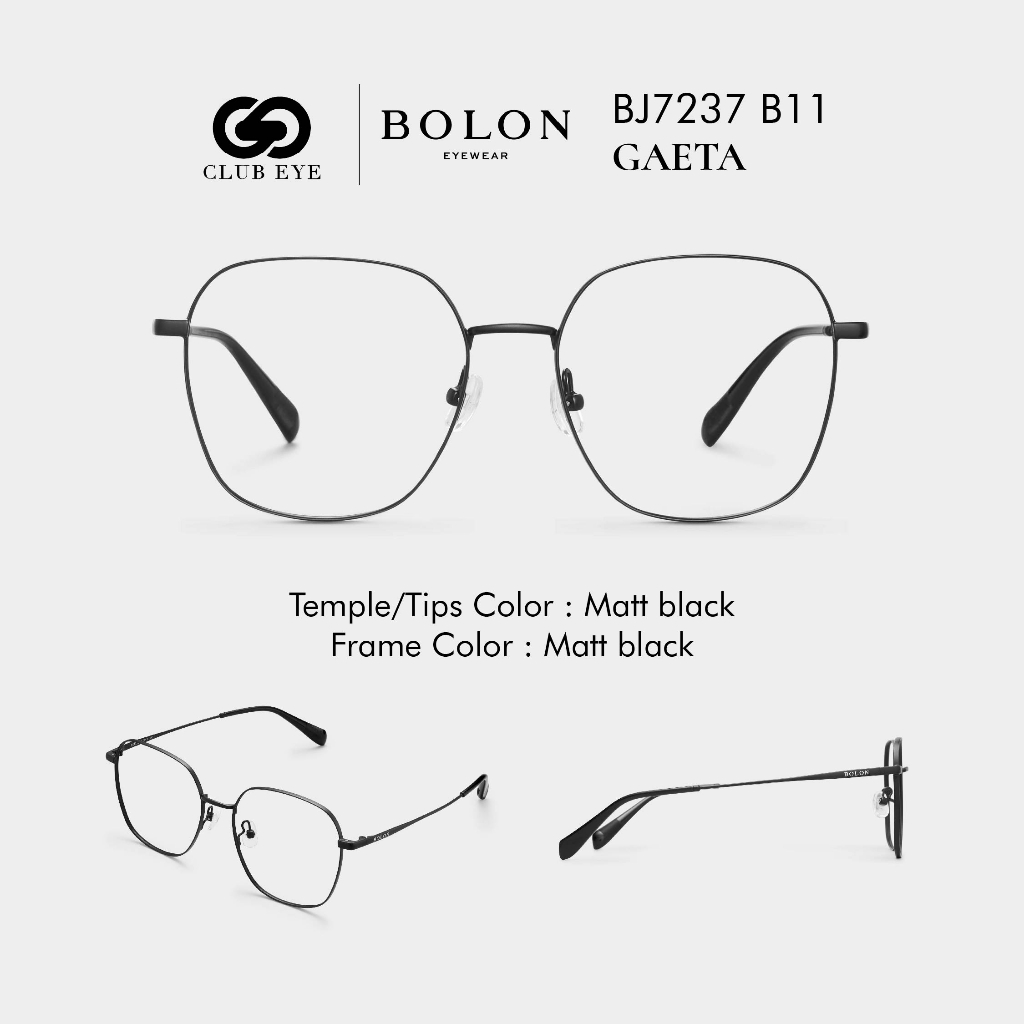 BOLON กรอบแว่นตา โบลอน รุ่น GAETA BJ7237 B11 ทรงเหลี่ยม Square กรอบสีเงิน Silver ของแท้ มีประกัน [FW22]