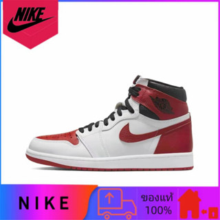 ของแท้ 100% Jordan Air Jordan 1 retro high og "heritage" รองเท้าบาสเก็ตบอลกันลื่นส้นสูงลำลองสีแดงและสีขาว