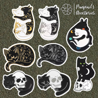 ʕ •ᴥ•ʔ ✿ พร้อมส่ง : เข็มกลัดเซ็ทแมวดำ | Black Cat Enamel Brooch Pin Set.