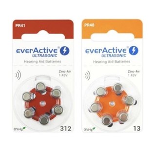 ถ่านเครื่องช่วยฟัง Everactive เลือกขนาด 13, 312  แพค 6ก้อน 1.45V ของแท้