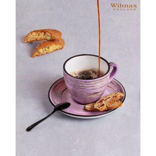 เซตแก้วพร้อมจานรอง Set Cup and Saucer (spiral ม่วง lilac) ทำจากวัสดุ Fine Porcelain คุณภาพสูง แบรนด์ Wilmax England