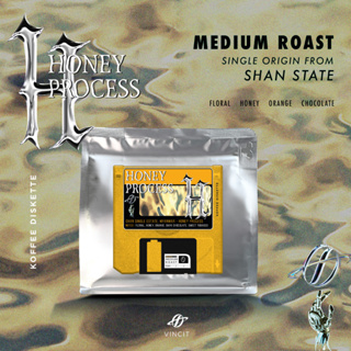 Honey Process Myanmar Shan single estate เมล็ดกาแฟคั่วกลาง Medium roast / Series Coffee Diskette/ 250g, 500g.