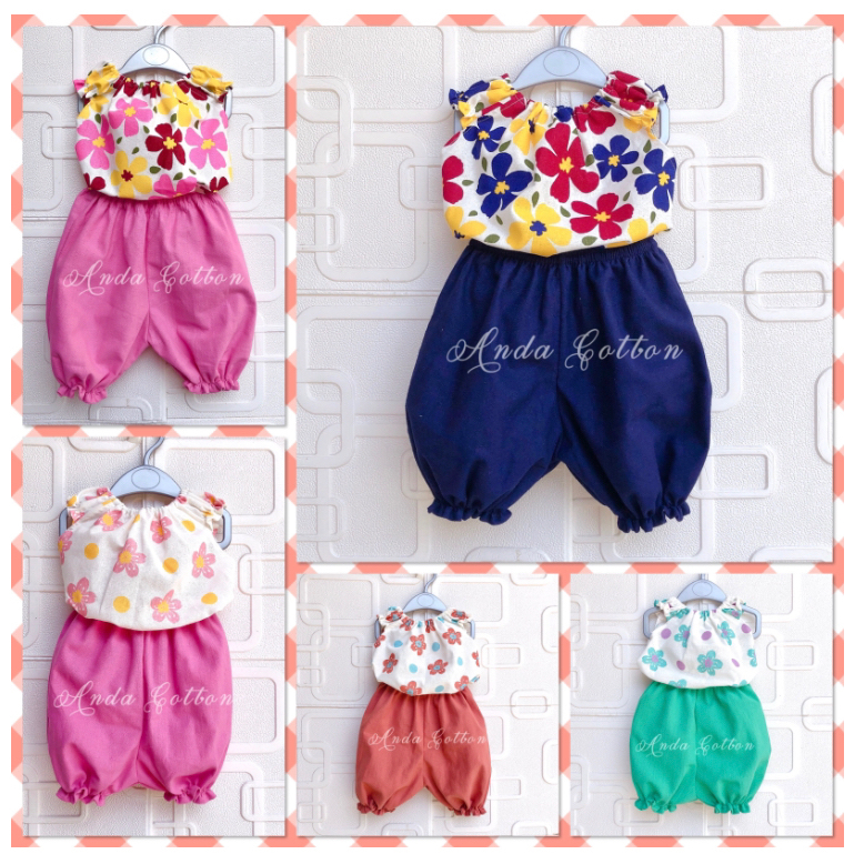 ชุดเซตลายดอก ชุดไทยสงกรานต์ สำหรับเด็ก งานผ้าฝ้ายน่ารักมากค่ะ