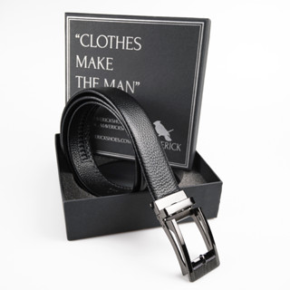 Auto formal belt : Black grain leather เข็มขัด Auto ไม่ต้องใส่รู หนังแท้ สีดำ เข็มขัดทำงาน ของขวัญผู้ชาย