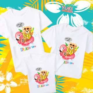 เสื้อครอบครัว เสื้อคู่ เสื้อพอแม่ลูกสกรีนลายหมี เล่นน้ำสงกรานต์
