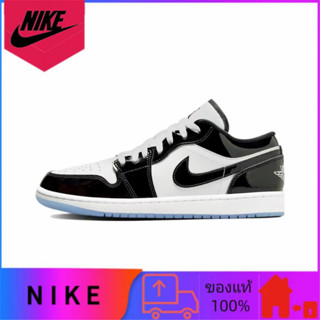 ของแท้ 100% Jordan Air Jordan 1 Low "Concord" รองเท้าผ้าใบลำลองพื้นต่ำสีดำและสีขาว