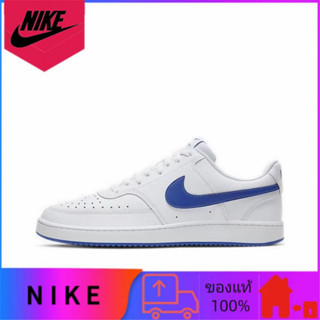 Nike Court Vision Low ของแท้ 100% รองเท้าลำลองส้นเตี้ยกันลื่นกันลื่นสีขาวน้ำเงิน