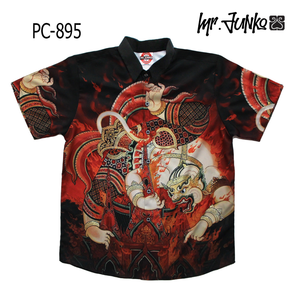 ⚡ ส่งฟรี⚡เสื้อเชิ้ต งานต่อลาย Mr-Junko ผ้าซาติน นิ่มใส่สบายไม่ร้อน PC-747