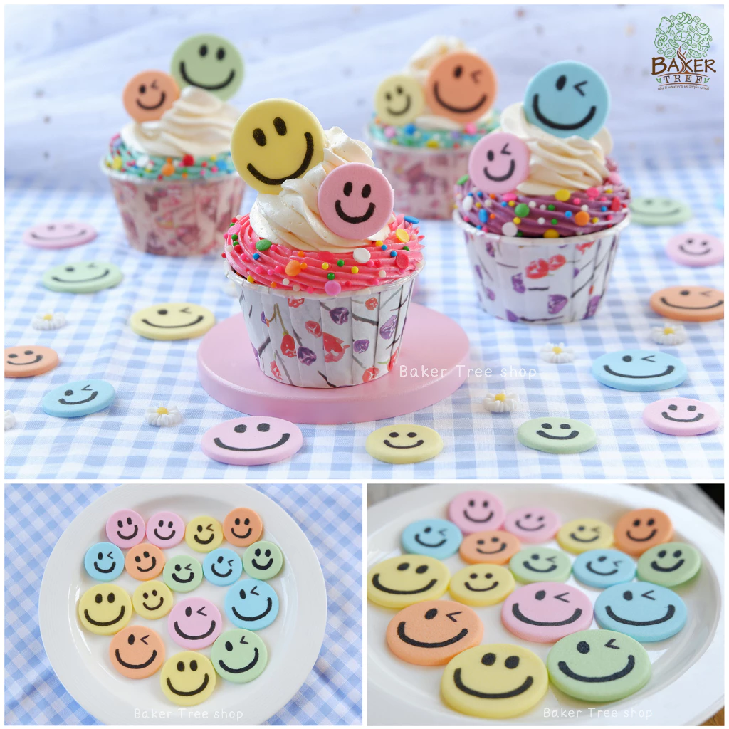 Baker Tree 😊น้ำตาลแต่งเค้กหน้ายิ้ม "Smiley"😊 น้ำตาลแต่งเค้ก งานสวยมาก กลิ่นหอม ทานได้ ตุ๊กตาไอซิ่ง
