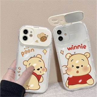 เคสโทรศัพท์ TPU แบบนิ่ม มีกระจกเป็นขาตั้งได้ มีกระจก14 13 14PRO 13PRO  12 Pro Max 11 8plus 7plus   XR #4006