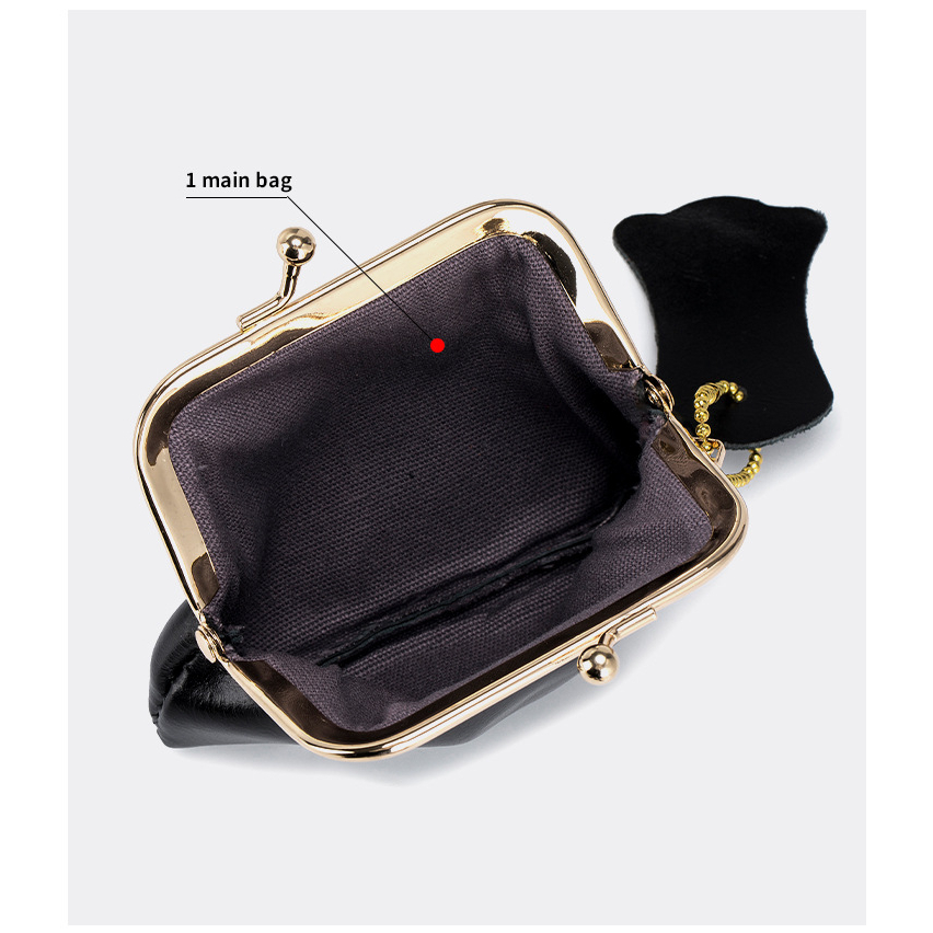 กระเป๋าป๊อกแป๊ก หนังวัว หนังแท้ เงา สวยมาก ขนาดเล็ก กะทัดรัด พกพาง่าย น่ารักน่าใช้มาก ใส่เงินย่อย เหรียญ - รูปที่ 3